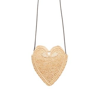 NWT poolside The Little Heart Tote Bag *sold out* raffia bag w leather